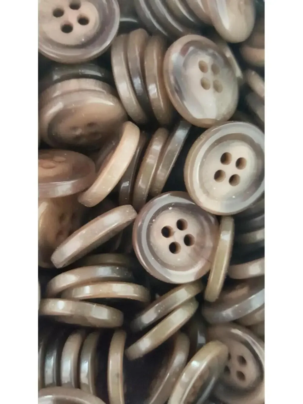 Brown Four-Hole Plastic Buttons - Medium Size